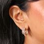 Illusion Rope And Polished Hoop Earrings In Silver, thumbnail 2 of 3