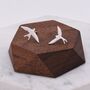 Sterling Silver Mismatched Asymmetric Swallow Bird Stud Earrings, thumbnail 5 of 12