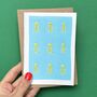 Colourful Christmas Trees Risograph Christmas Card, thumbnail 1 of 2
