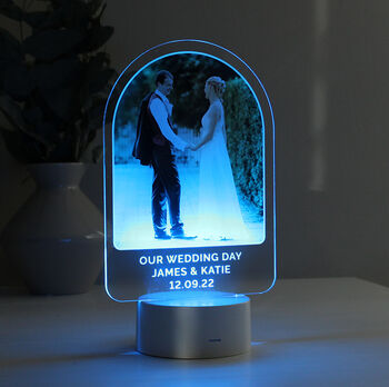 Personalised Mr And Mrs Photo Frame LED, 6 of 8