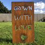 Garden Decoration Grown With Love Rusty Metal Sign, thumbnail 1 of 3