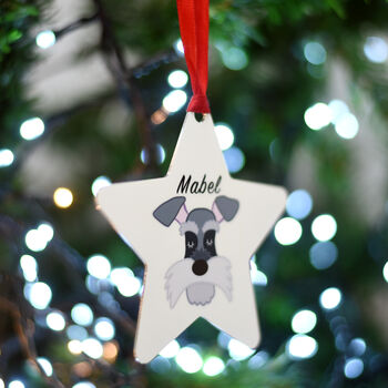 Schnauzer Christmas Tree Dog Decoration Personalised, 6 of 10