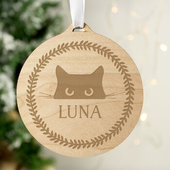 Personalised Cat Round Wooden Bauble, 3 of 3