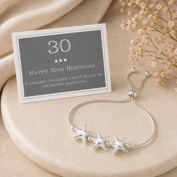 30th Birthday Three Star Drawstring Bracelet, 4 of 8