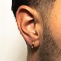 Gold Plated Micro Huggie Hammered Hoop Earring For Men, thumbnail 8 of 12