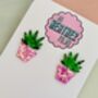 House Plant Glitter Earrings / Plant Lover Gift / Botanical Statement Jewellery / Cute Garden Accessories, thumbnail 2 of 5