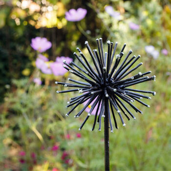 Black And White Allium Recycled Metal Garden Sculpture, 3 of 5