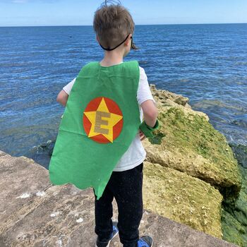 Kids Superhero Cape, Felt And Personalised With Letter, 6 of 10