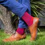 Ti Koro Nko Agyina African Cotton Socks, Blue/Red, thumbnail 1 of 3