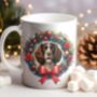Personalised Welsh Springer Spaniel Christmas Wreath Dog Mug, thumbnail 1 of 2