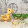 Personalised Animal Pull Along Wooden Toy, thumbnail 1 of 5
