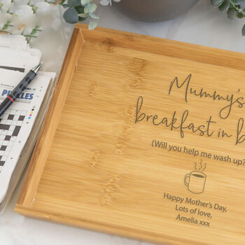 Personalised Wooden Breakfast In Bed Tray, 6 of 6