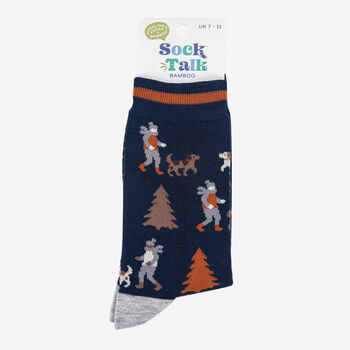 Dog Walker Bamboo Socks Men's Navy Blue, 3 of 3