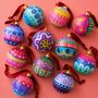Hand Painted Patterned Baubles Set Of Three, thumbnail 1 of 4