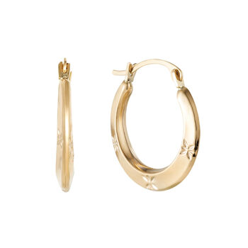 9ct Solid Gold Curved Engraved Creole Hoop Earrings, 3 of 6