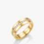 Women's Thick Ring With Stones In 18k Gold, thumbnail 3 of 3