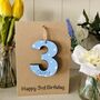 Personalised 3rd Third Birthday Card Wooden Three Gift, thumbnail 6 of 6