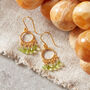 Green Peridot Gold And Silver Hoop Dangle Earrings, thumbnail 1 of 10