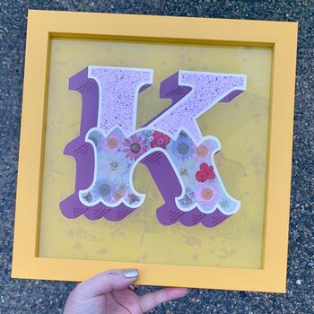 Gold Typography Wall Art 'Circus Letter K' Yellow, 7 of 7