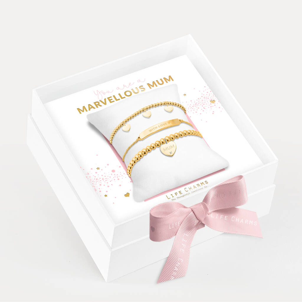 Occasions Gift Box Marvellous Mum Gold Bracelet Gift Set, 1 of 3