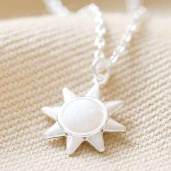 Opal Sun Pendant Necklace, 4 of 12