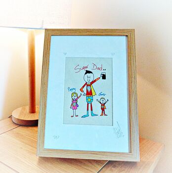 Personalised Super Dad Framed Embroidery Picture, 2 of 2