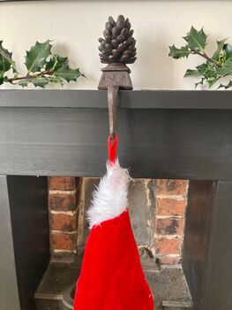 Cast Iron Pine Cone Christmas Stocking Holder Xmas Decor, 2 of 10