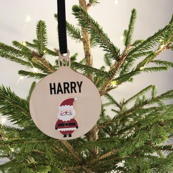 Personalised Wooden Santa Bauble Tree Decoration, 2 of 2