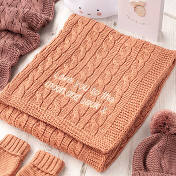 New Baby Boy Luxury Cotton Knitted Cable Blanket, 11 of 12