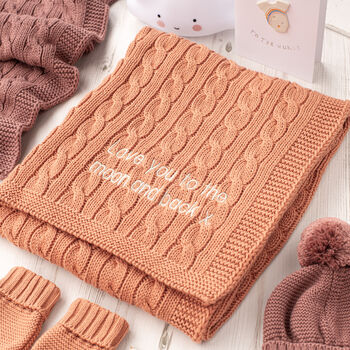 New Baby Boy Luxury Cotton Knitted Cable Blanket, 7 of 12