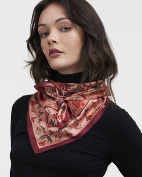 Folksy Fox Tales Peach Square Scarf, 3 of 5