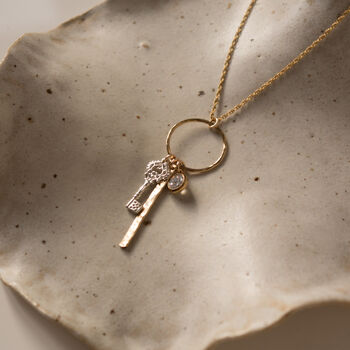 Astralis Silver Key Necklace 14k Gold Filled Zirconia, 5 of 7