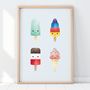 Ice Lolly And Ice Cream Children's Nursery Foil Print, thumbnail 2 of 9