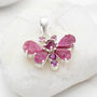 Ruby And Rhodolite Garnet Gemstone Butterfly Pendant, thumbnail 1 of 2