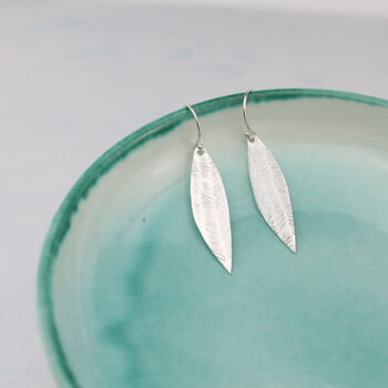 Sterling Silver Textured Palm Earrings, 5 of 8