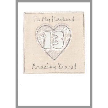 Personalised 13th Lace Wedding Anniversary Card, 6 of 8