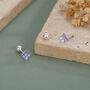 Sterling Silver Purple Hydrangea Flower 18 G Screw Back Stud Earrings With Ball Backs, thumbnail 4 of 10
