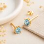9ct Gold Aquamarine March Birthstone Stud Earrings, thumbnail 3 of 4