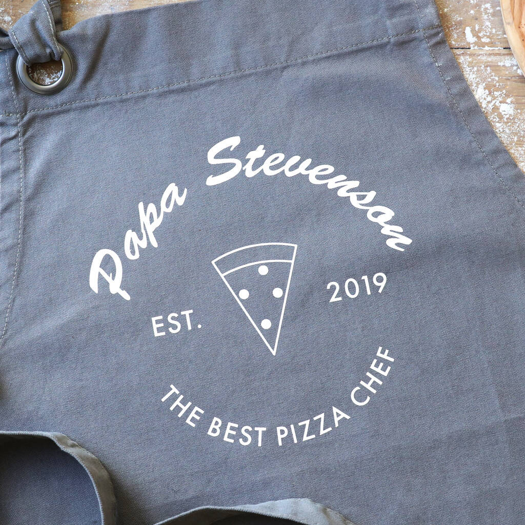 Personalised 'Best Pizza Chef' Grey Apron By Lisa Angel