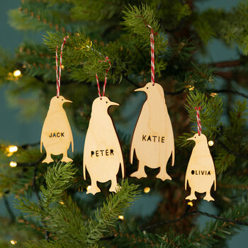 Personalised Wooden Penguin Family Decoration, 3 of 3