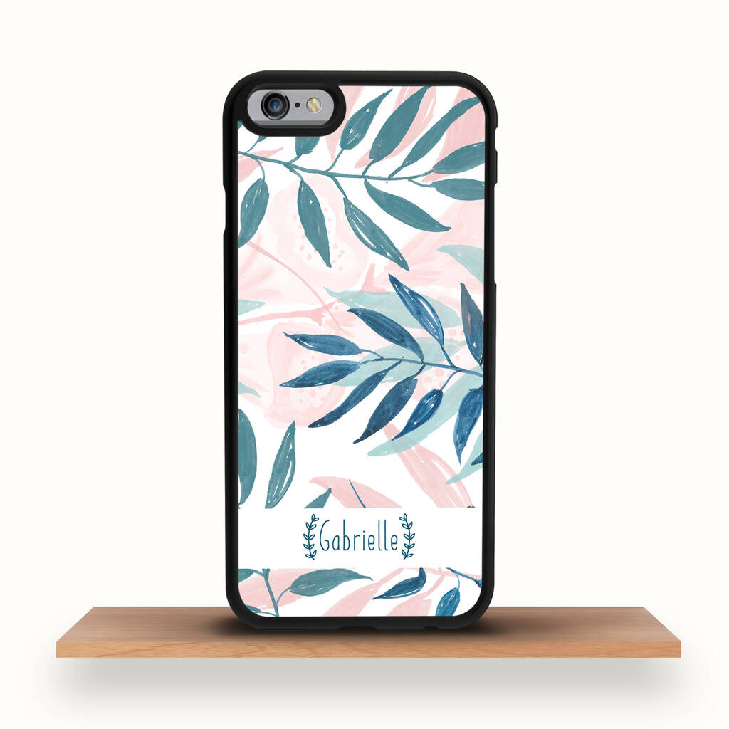 Personalised Watercolour Leaves iPhone Case By Crank