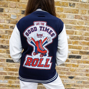 Let The Good Times Roll Vintage Style Varsity Jacket, 2 of 4