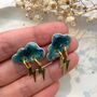 Ceramic Cloud Stud Statemant Earrings Lightning Bolt, thumbnail 1 of 9