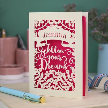 Personalised Papercut Follow Your Dreams Card, 2 of 7