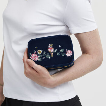 Rosy Posy Embroidered Blue Large Jewellery Box, 2 of 6