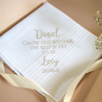 Groom Wedding Day Handkerchief 'Grow Old With Me', 3 of 5