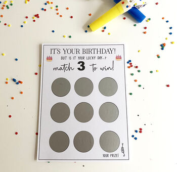 Match Three To Win Birthday Scratchcard, 2 of 3