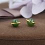 Sterling Silver Genuine Jade Planet Stud Earrings, thumbnail 2 of 12