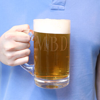 Personalised Initial Etched Lsa Glass Tankard, 3 of 10