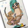 Meerkat Naked In Bathroom, Funny Toilet Art, thumbnail 3 of 9